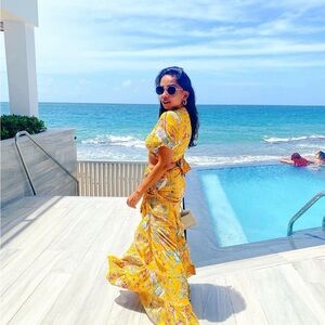 Floral Yellow Co-ord Wrap Skirt Ser